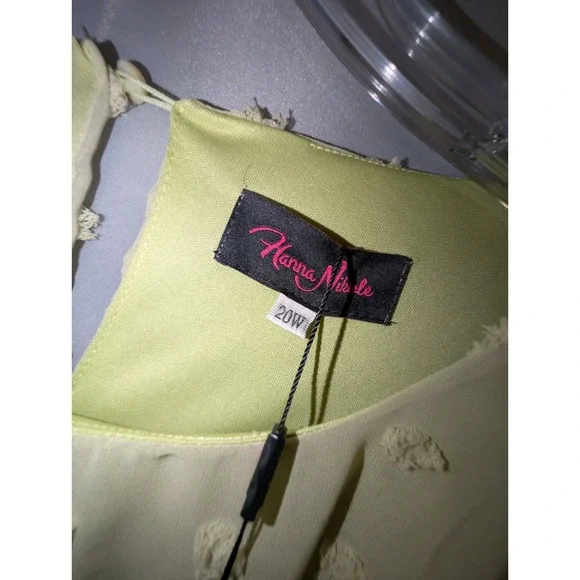 NWT Hanna Nicole Dress With‎ Sheer Long Sleeves Size 20W Light Green Mature - Picture 2 of 10